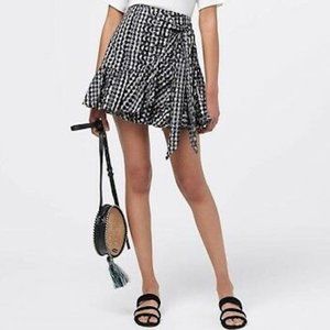 Rebecca Minkoff gingham ruffle wrap skirt S